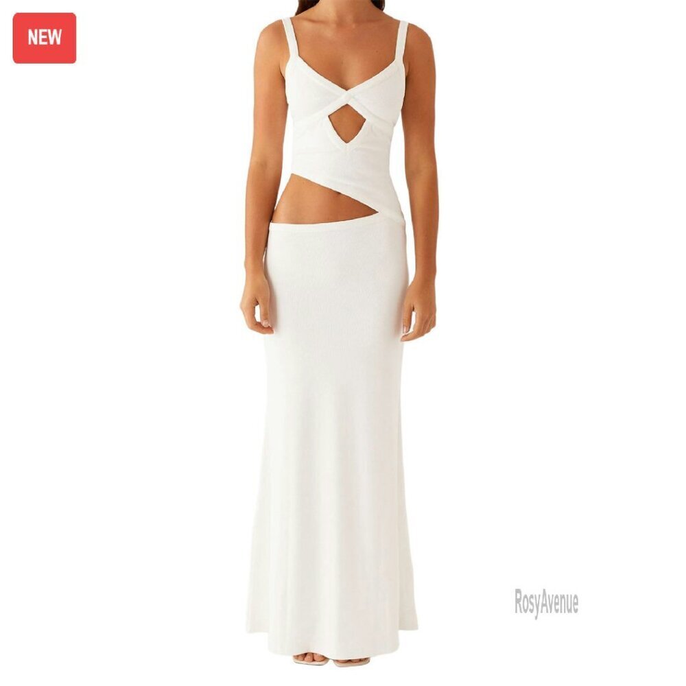 Sleeveless Maxi Dress with Cut-Out Detail, V-Neck, Backless Design